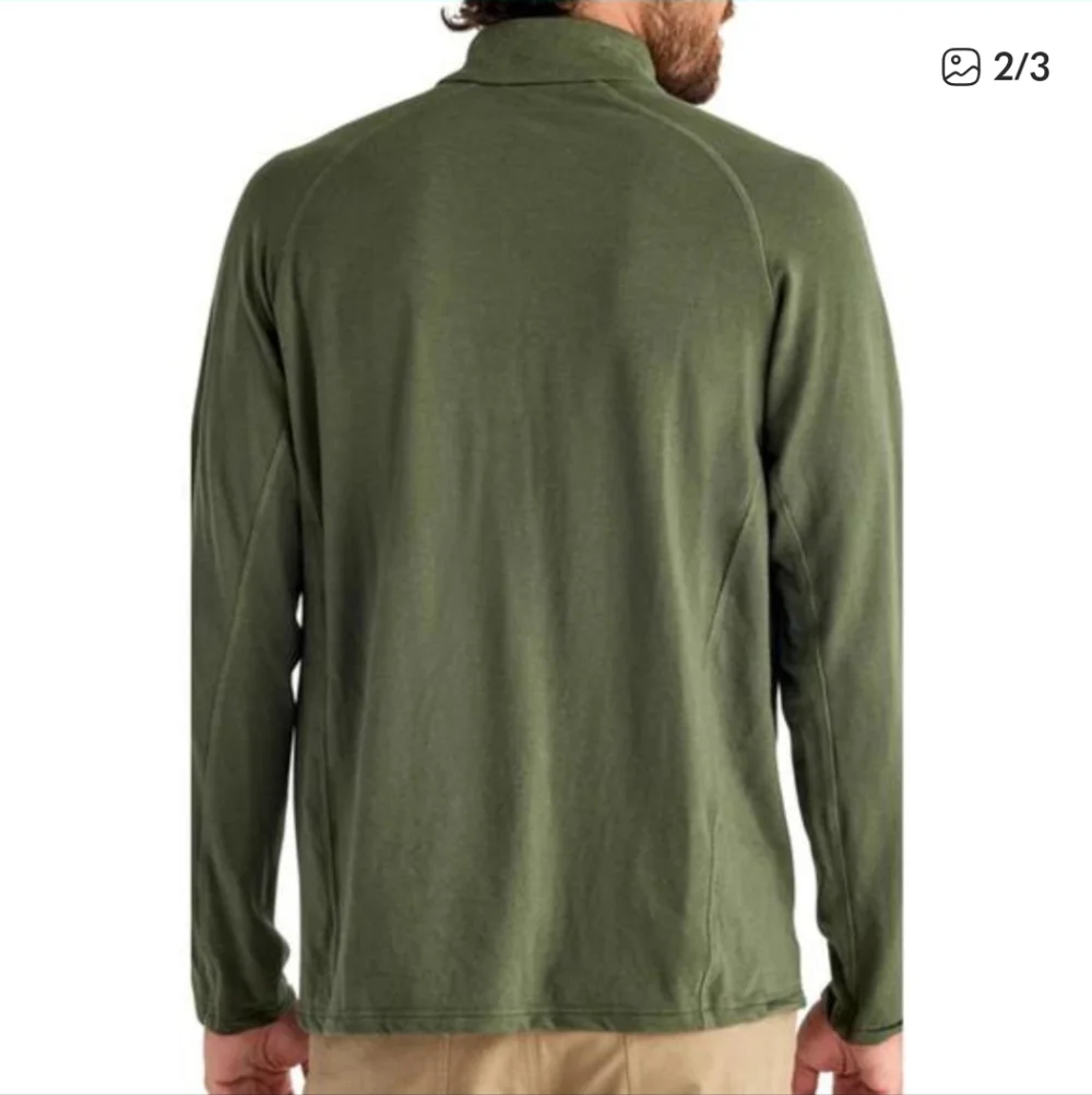 Free Fly Men's Gallatin Green Heritage Quarter-Zip Pullover Medium Fleece